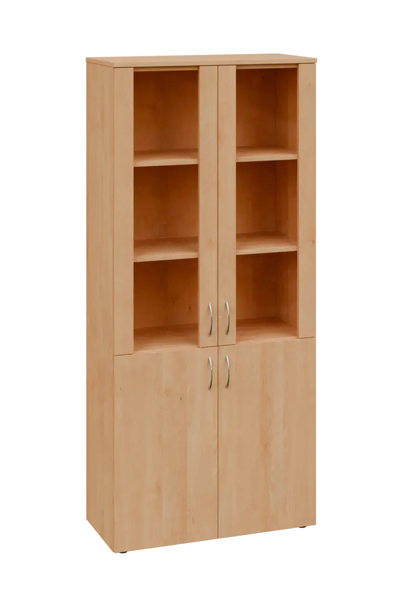 CLE 5 - 8VS skříň léková, 4-dveřová, sklo čiré v liště, výsuvná deska, 2x zámek, 1800x800x400, javor horský